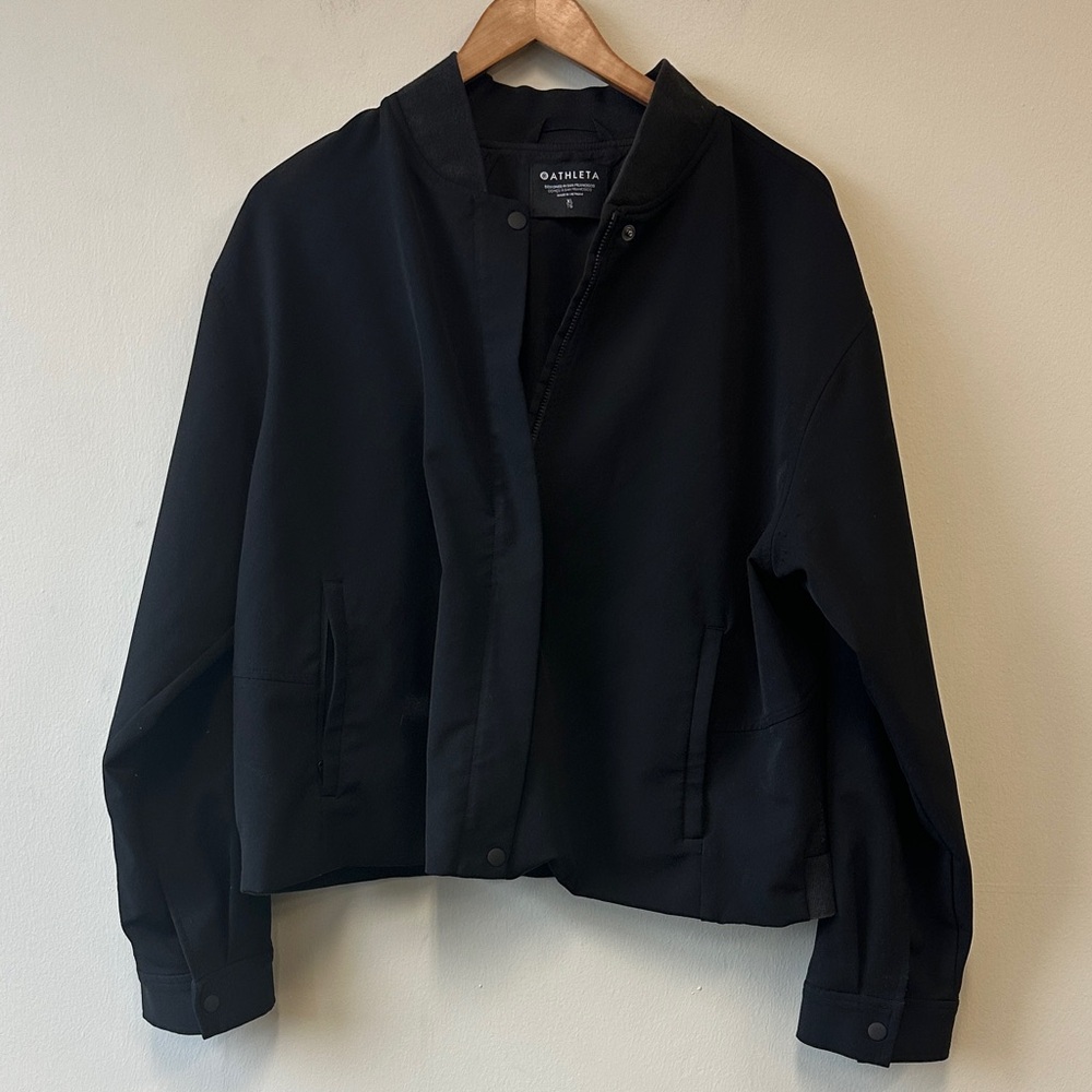 Athleta Black Endless Bomber Jacket